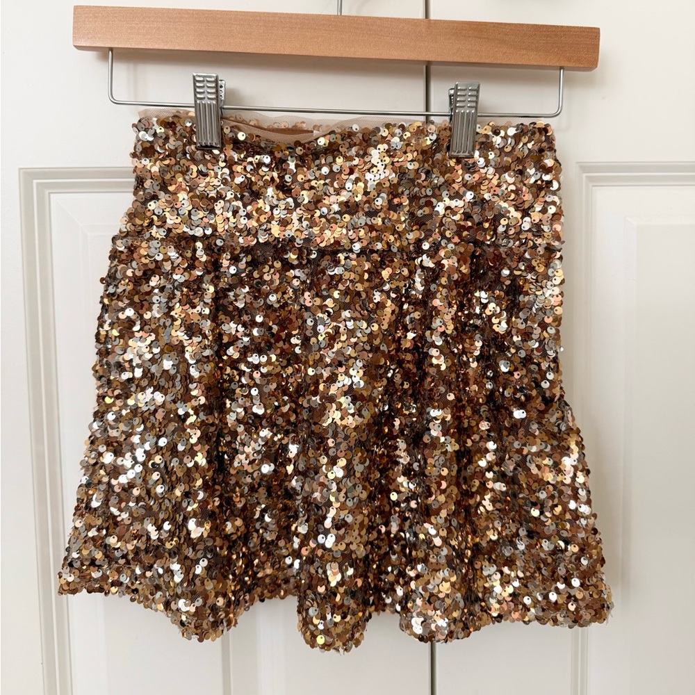 Zara Girls Sequin Gold Skirt Size 9